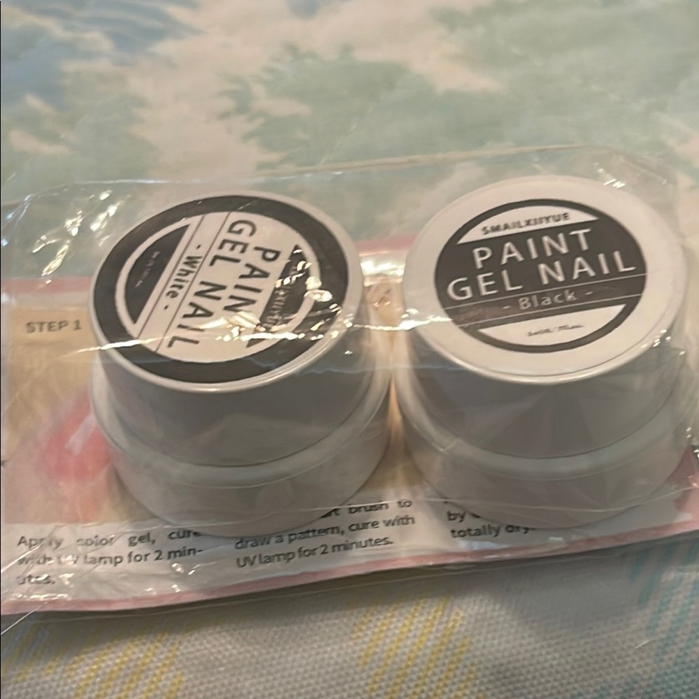 2 packs - Paint Gel Nail Set - Black & White